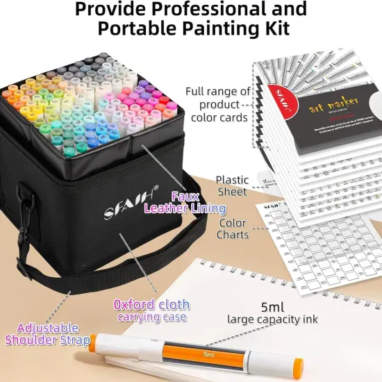 Alcohol Markers Brush & Chisel - 121 Colors Double Tipped Art Markers {4}