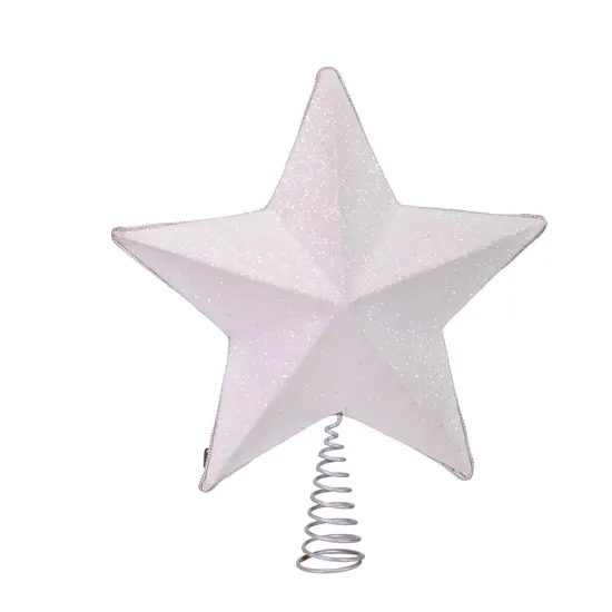 White and Silver Star Treetop - 13 Inch {4}