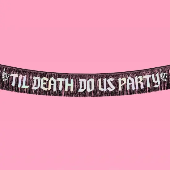 Til Death Do Us Party Fringe Banner - Black + Iridescent, 5 Ft {2}
