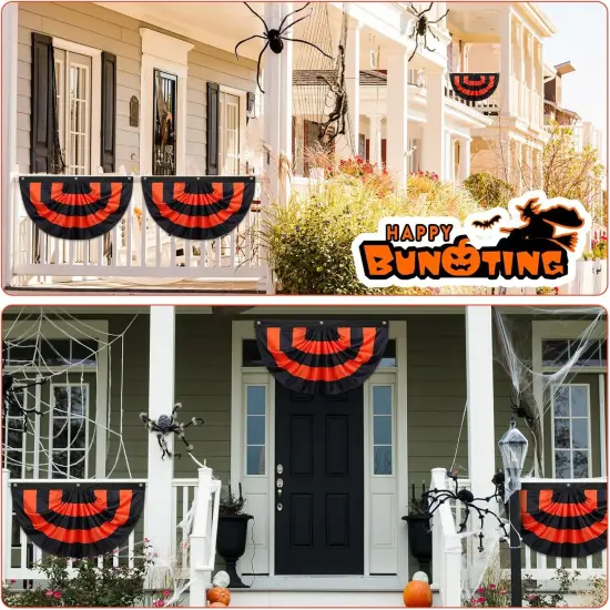 4 Pcs 3 x 1.5 ft Halloween Flag Bunting Half Fan {5}