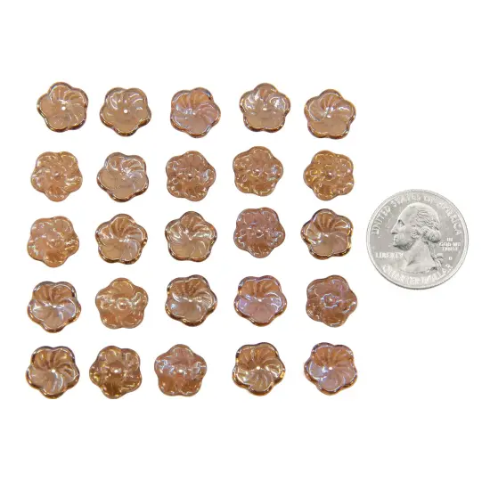 12mm Flat Flower Beads in Iridescent Brown Celsian Apx 25 Beads GB-PWF01 {1}