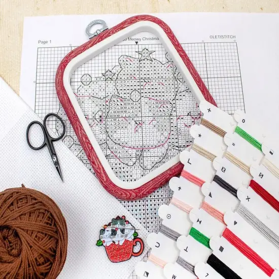 Meowy Christmas with hoop included L8080 Counted Cross Stitch Kit {4}
