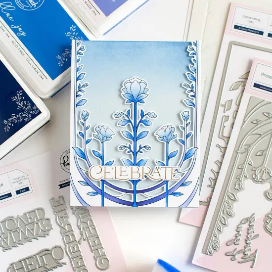 Pinkfresh Studio Press Plate-Art Deco Floral Arch {5}