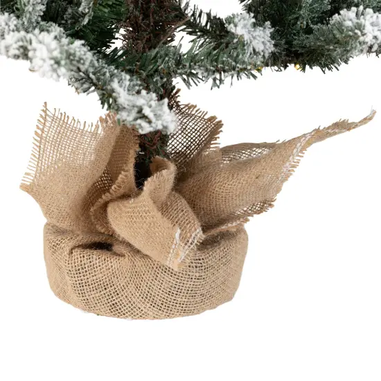 Northlight Real Touch&trade; Pre-Lit B/O Tamarack Pine Artificial Christmas Tree with Burlap - 3' Warm White LED Green {6}