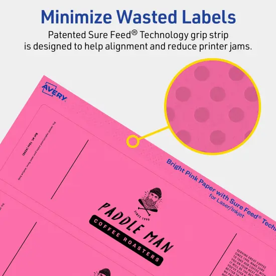 Avery Bright Pink Paper Labels, 2.25" x 7.75" Rectangle {4}