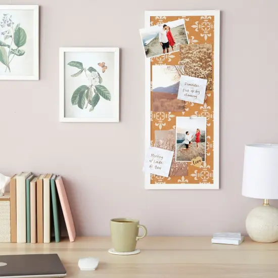 Juvale Cork Bulletin Board - 10 x 24 inch with White Frame, Decorative Rectangle Hanging Pin Board for Office, Bedroom, Home Decor, Message Brown {5}