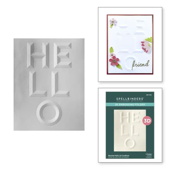 Spellbinders 3D Embossing Folder -Beveled Hello A2 Cardfront {5}