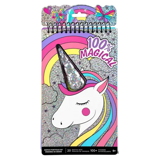 Fashion Angels: Sketch Portfolio Set - Unicorn Fantasy - 20 Page Compact Coloring & Drawing Book, 100+ Stickers, Magical Themed, Girls-Tweens-Kids 6+ {3}
