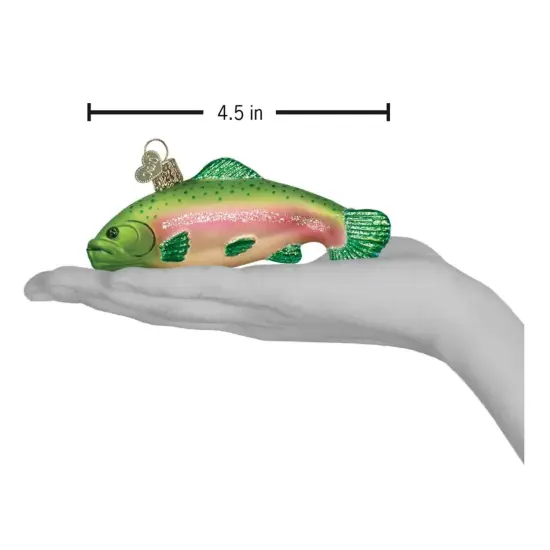 Old World Christmas 2.0 Inch Rainbow Trout Christmas Tree Ornament , Gone Fishing Green {2}