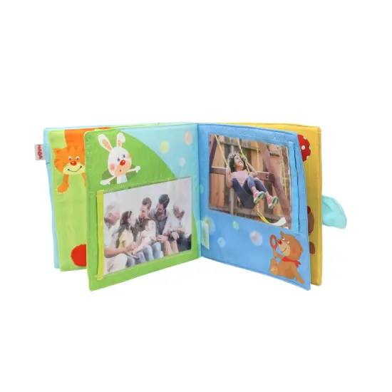 HABA My First Photo Album - Soft Fabric Baby Book, Baby Album Fits (8) 4"x6" Photos, Sensory Toys for Babies, Baby Books 12-18 Months & Up Multicolor {7}