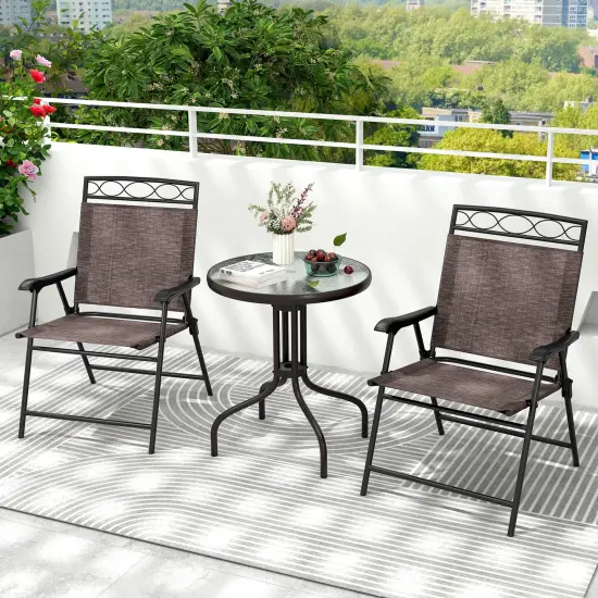 Costway 3 PCS Outdoor Bistro Dining Furniture Set with 1.57" Umbrella Hole Rippled {1}