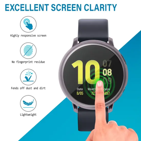 Insten 2-Pack Case Compatible with Samsung Active 2 44mm, Built in Screen Protector Soft TPU Bumper Cover, Full Around Coverage (Black + Gray) Grey {4}