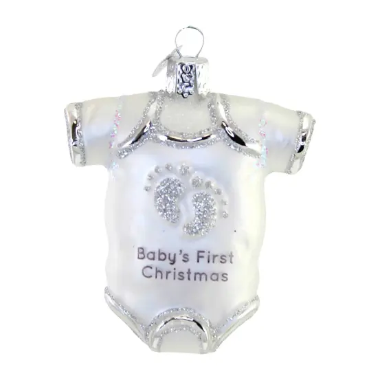 Old World Christmas 3.25 In Baby Onesie White Christmas Tree Ornament , Ornament Baby'sFirst {1}