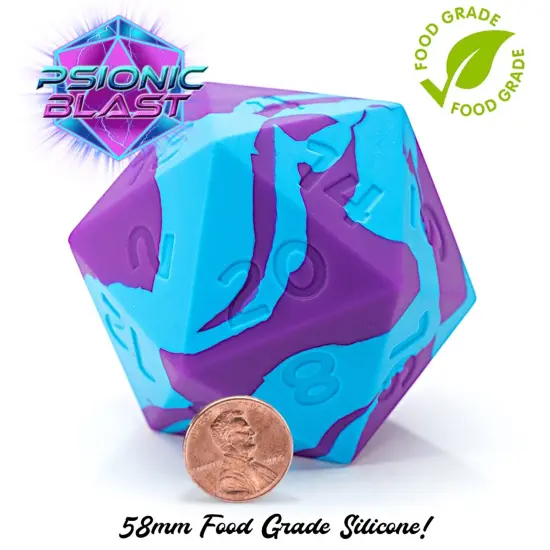 Gate Keeper Games & Dice: Random Encounter - Psionic Blast - Violet Purple & Cyan Blue Swirls, 58mm Silicone D20 Dice, Role Playing Games Accessory {3}
