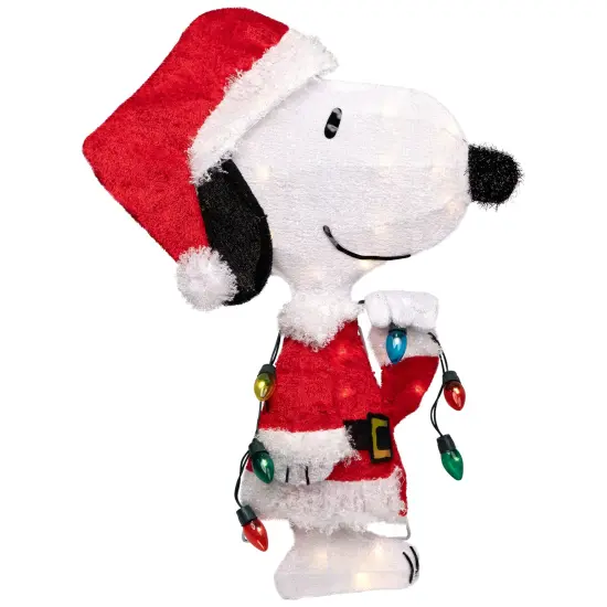 Northlight 24" Lighted Santa Snoopy with String Lights Outdoor Christmas Yard Decoration Red {3}