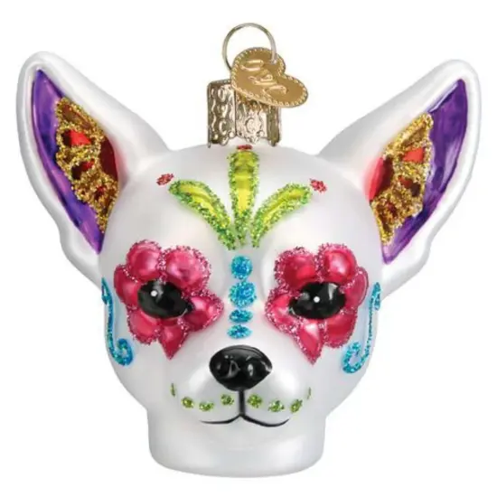 Old World Christmas 2.5 Inch Dia De Los Muertos Dog Halloween Tree Ornament , Ornament Day Of Dead Mexican Holiday Multicolored {1}