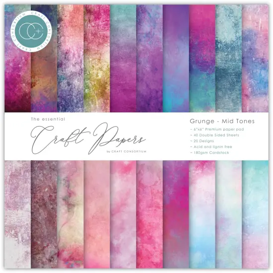 Craft Consortium Double-Sided Paper Pad 6"X6" 20/Pkg-Grunge - Mid Tones {1}