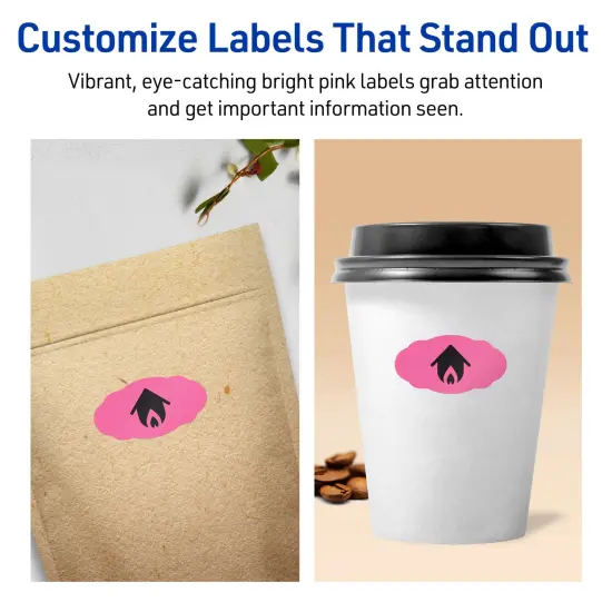 Avery Bright Pink Paper Labels, 1-1/8" x 2-1/4" Oval Scalloped {3}