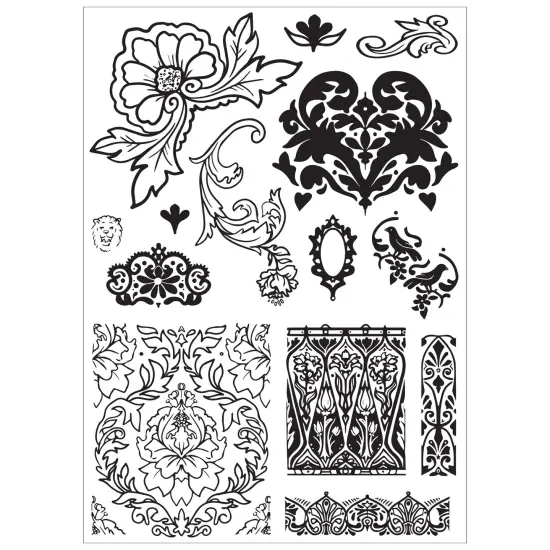 Sizzix Clear stamp Set 14/Pkg W/ Stencils 3/PKg By Vic Von S-Ornate {3}