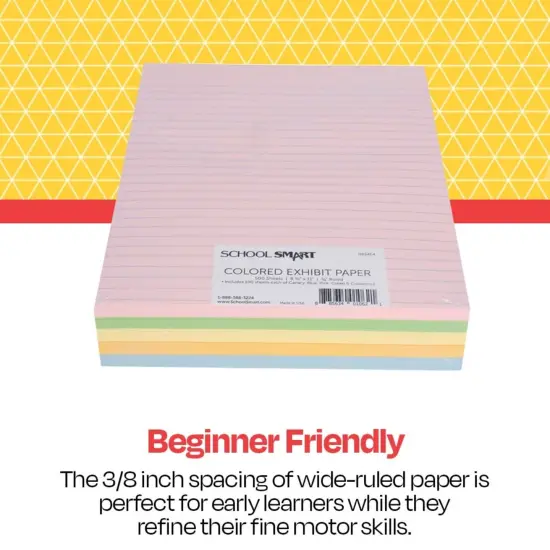 School Smart Colored Lined Paper, 8-1/2 x 11 Inches, 500 Sheets {5}