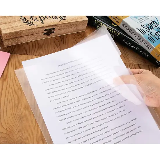 Paper Junkie 24-Pack Clear Project Protector Plastic Folders for Letter Size Documents, 11.4 x 8.9 Inches {3}