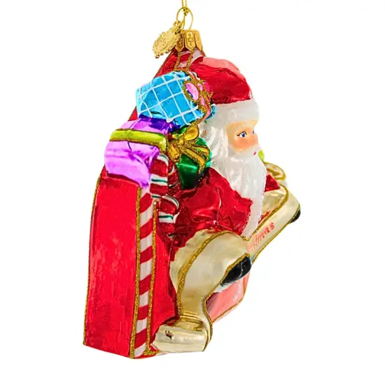 Huras Family 4.5 Inch Season's Greetings From Santa Christmas Tree Ornament , Christmas Decor Hand-Painted Keepsake Red {3}