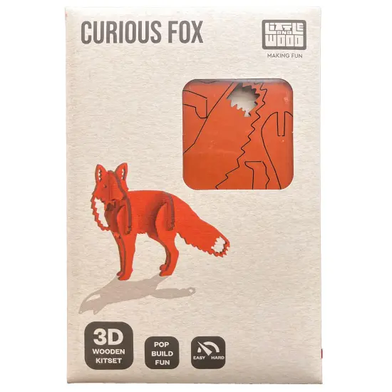 Little & Wood: Woodlet: Small - Curious Fox - Orange 3D Wooden Kit-Set, Animal Puzzle, Easy Assembly, Pop Build Fun, Sustainably Sourced, Ages 6+ {4}