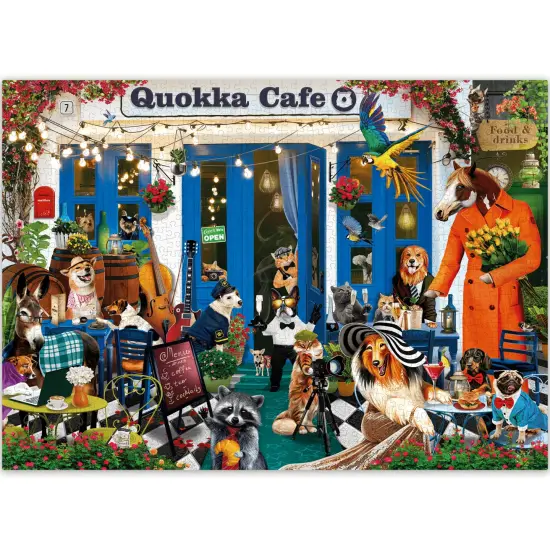 QUOKKA 1000 Piece Puzzles for Adults and Up - Jigsaw Puzzles for Men and Women - Funny Animals in Cafe for Kids Ages 8-12 and Up - Colourful Game Toy for Family {1}