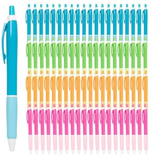 Simply Genius 100 Pack Office Pens, Retractable Ballpoint Pens in Black Ink, Ideal for Schools, Notebooks, Journals (Assorted Colors, 100pcs) Multicolor {1}