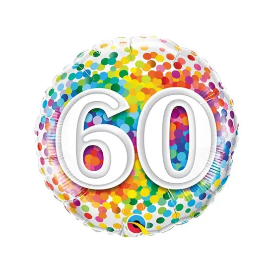 60 Rainbow Confetti 18" Foil Mylar Balloon {2}