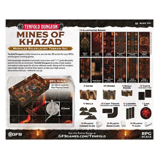 Gale Force 9: Tenfold Dungeon - Mines of Khazad - Modular Roleplaying Terrain Set, Box To Table, 1" Grids, 12 Illustrated Rooms, RPG-Dungeon Crawling {3}