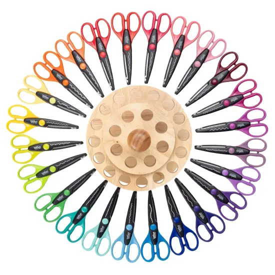 School Smart Paper Edger Scissor Set with Stand, Assorted Designs, Pack of 24 {5}