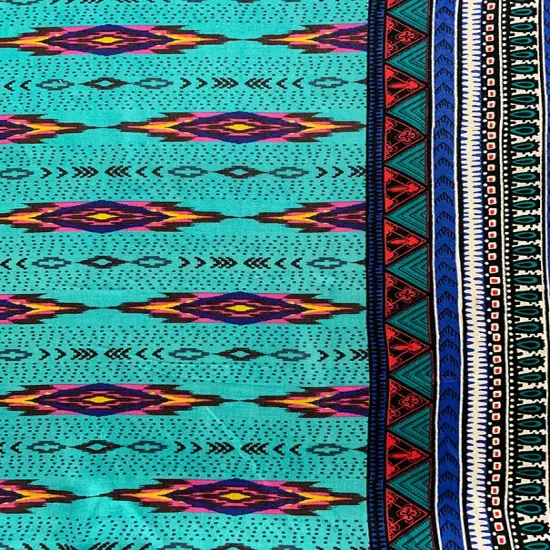 Blue and Pink Multi Stripe Print Rayon Challis Fabric By the Yard {2}