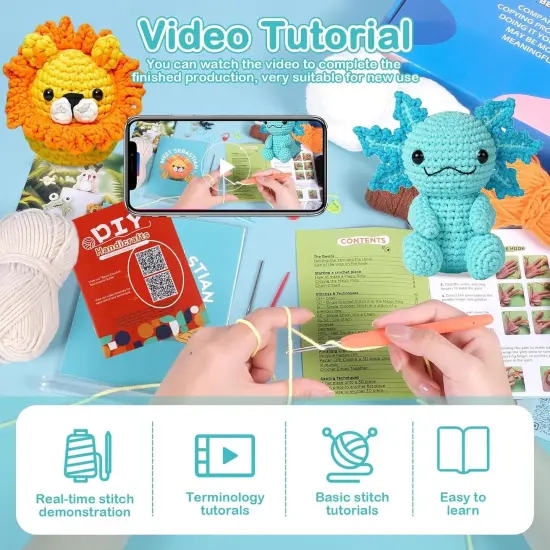 2 Pack Axolotls Crocheting Animal Kits {2}