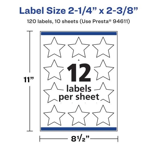 Avery Durable Waterproof Star Labels with Sure Feed, 2-1/4" x 2-3/8" {5}