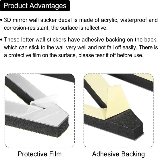 3D Acrylic Alphabet Mirror Wall Stickers {4}