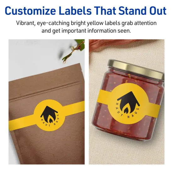 Avery Bright Yellow Paper Labels, 2-3/8" x 8" Wraparound {3}