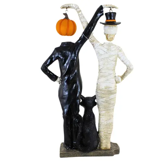 Transpac 18.5 Inch Skull & Pumpkin Hanging Head Halloween Figurine , Halloween Decor Mummy Cat Multicolored {2}