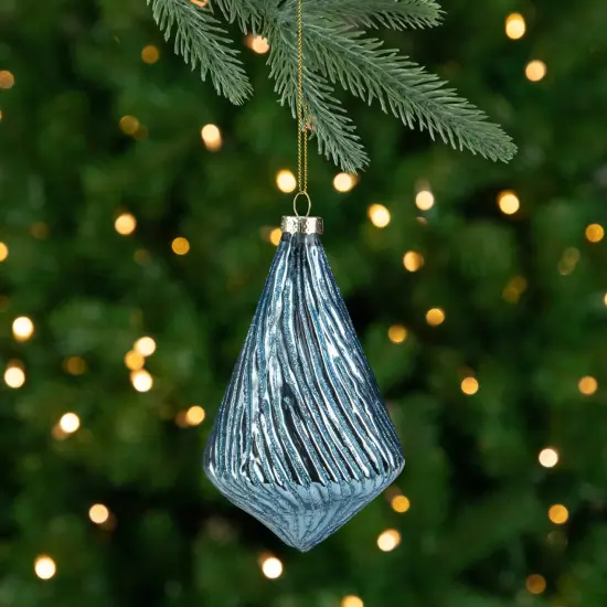 Northlight 4.75" Blue Glitter Swirl Glass Christmas Pendant Ornament {1}