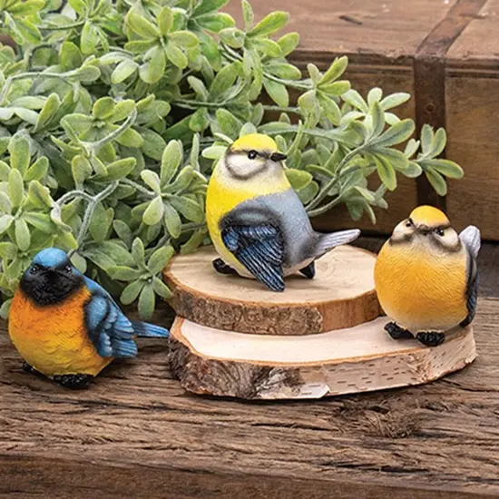 3 Asstd. Mini Resin Bird Figurines Colorful Decorative Birds for Home Decor {2}