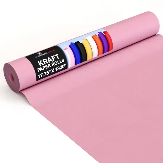 Kraft Paper Roll 17.75" X 1320" (110' Ft) Colored Paper Roll - Packing Paper Roll - Craft Supplies - Kraft Wrapping Paper Perfect as Shipping Paper Craft Paper Roll by Crown Display Pink {1}