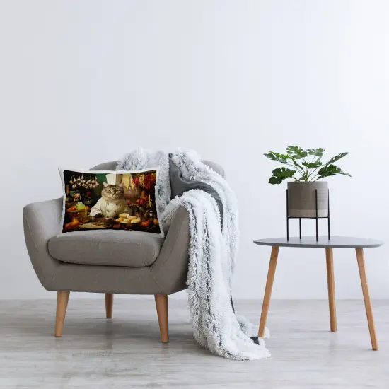 Chef Cat in Kitchen Design by Michael David Ward Throw Pillow  {2}