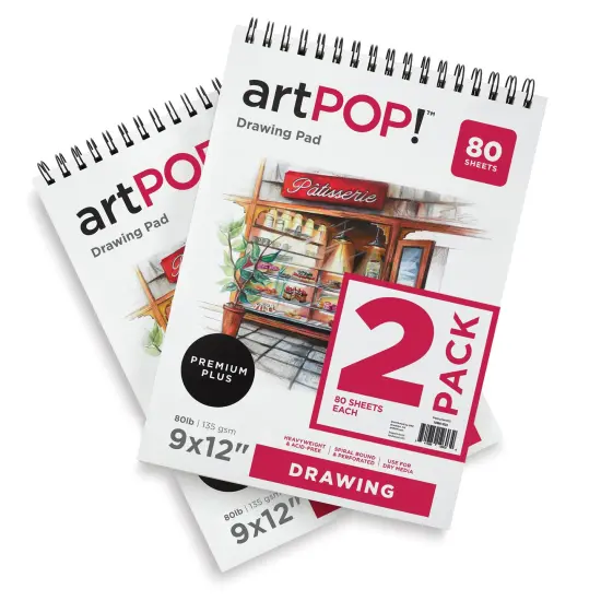 artPOP! Drawing Pads, 2-Pack, 9" x 12", 50 Sheets Each, 80 lb/135 gsm, Acid-Free, Top Wirebound, Artist Paper for Drawing & Sketching, Students & Adults {2}