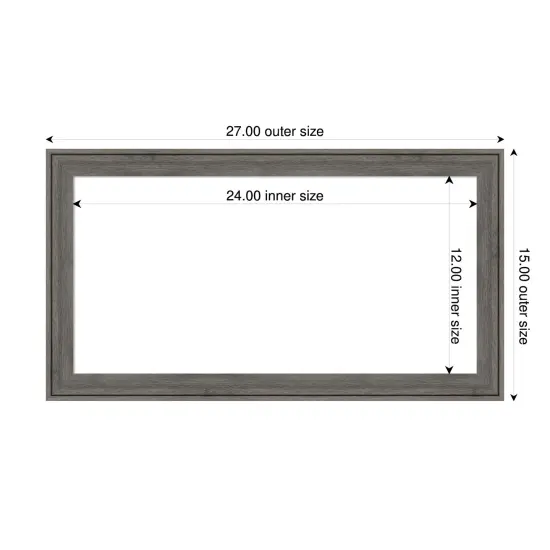 Regis Barnwood Narrow Framed Dry Erase Magnetic Board Grey {4}
