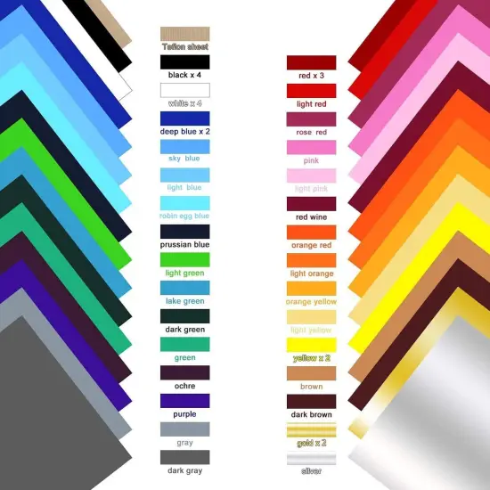 42 Pack 12" x 10" Sheets Iron on Vinyl, 30 Assorted Colors, Heat Transfer Vinyl {2}
