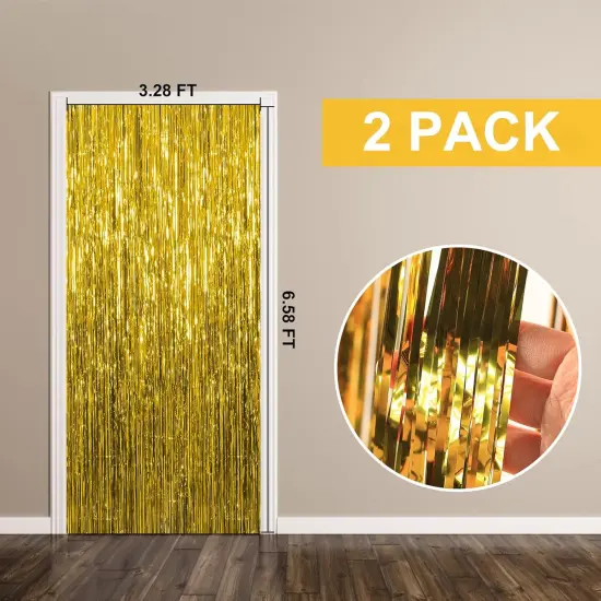 2 Pack Gold Foil Curtain Backdrop Party Decorations {5}