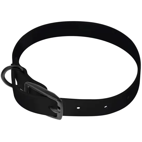 MiMu Medium Silicone Dog Collar - Black 19.5in Stylish Dog Collar with Prong Buckle {2}