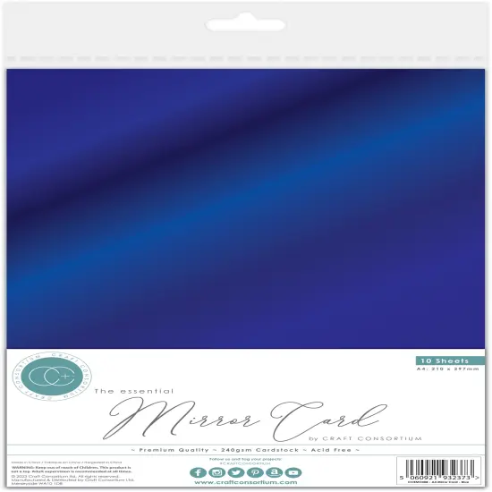 Craft Consortium Essential Mirror Card A4 10/Pkg-Blue {1}