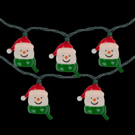 Northlight Snowman Heads with Scarves Christmas Light Set - Clear - 7.5' Green Wire - 10ct White {5}