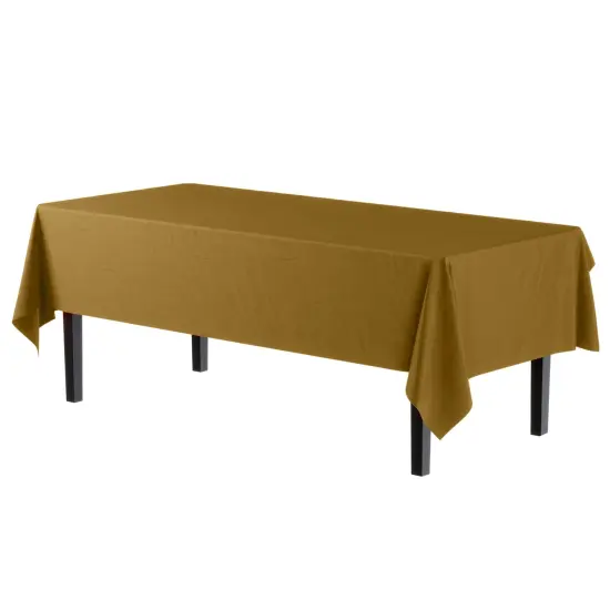 Exquisite 12-Pack Premium Plastic Tablecloth 54in. x 108in. Rectangle Plastic Table Cover Gold {6}